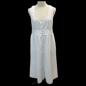 J. Crew Classic Button-Front Midi Sundress Embroidered Eyelet Sz 14‎ Vacation